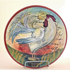 Bowl-Pasta/Server-Certified Int'l-Susan Winget-Rooster-Colorful-White-9"Diameter